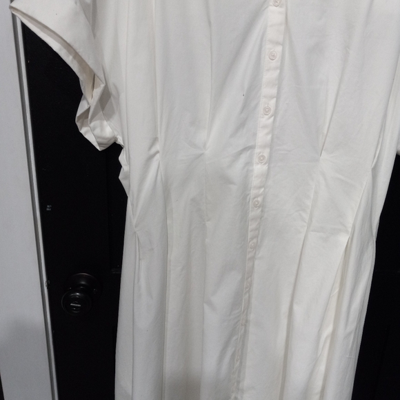 Ava & Viv White Button-Up Side Pockets Cotton Midi Dress Women's Plus Size 3X - Picture 6 of 15